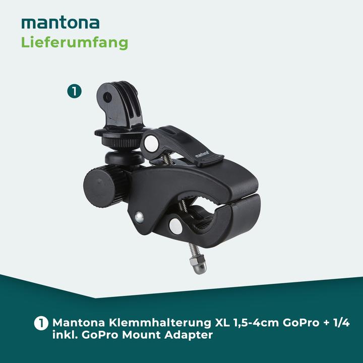 Produktbild mantona Klemmhalterung XL (Hero 6, Hero 7, Hero 3, Hero 3+, Hero 4, Hero 2, hero 5)
