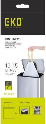 Markenlos Müllbeutel Eko Typ C 10 - 15 L PE Weiss (120 x, 25 l)