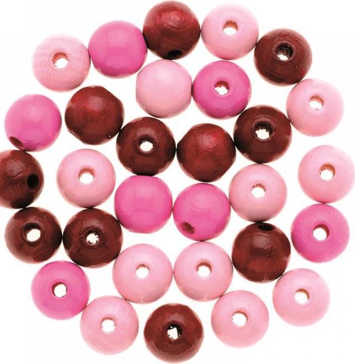 Glorex Perles bois 8mm 80p. rose-mix FSC