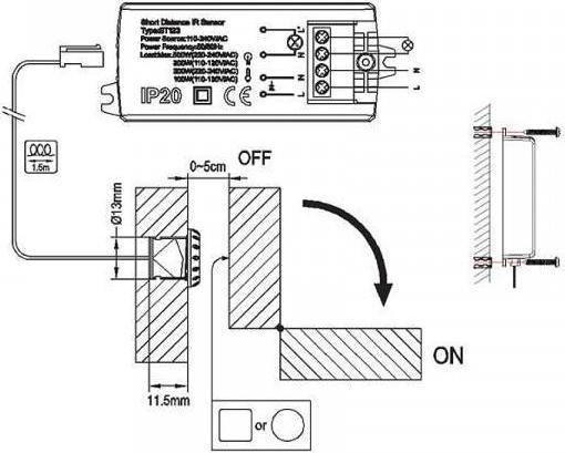 Produktbild Maclean MCE135 motion detector PIR opening closing door short distance energy saving (0.06 m)