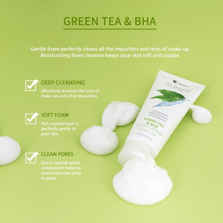 Immagine prodotto JKosmec All Bright Tè verde e BHA Detergente in schiuma (180 ml)