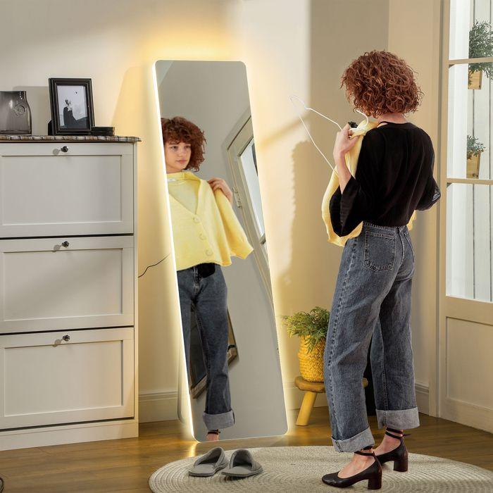 Actual product image Swisshandel24 Ganzkörperspiegel, 150 x 40 cm Standspiegel mit LED-Beleuchtung, Transparent (150 x 40 cm)