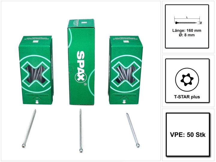 Actual product image Spax Cheese head screw WIROX full thread T-Star Plus Ø 8x160 mm (50 pieces) (50 Screws per piece)