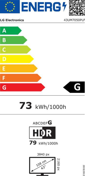 Energie-Label LG 43UM7050PLF (43", LCD, 4K, 2020)