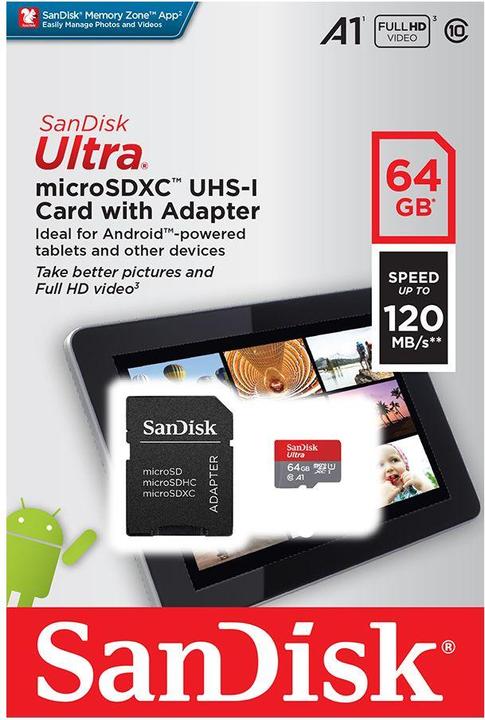 Actual product image SanDisk Ultra (64 GB, microSDXC, U3, UHS-I)