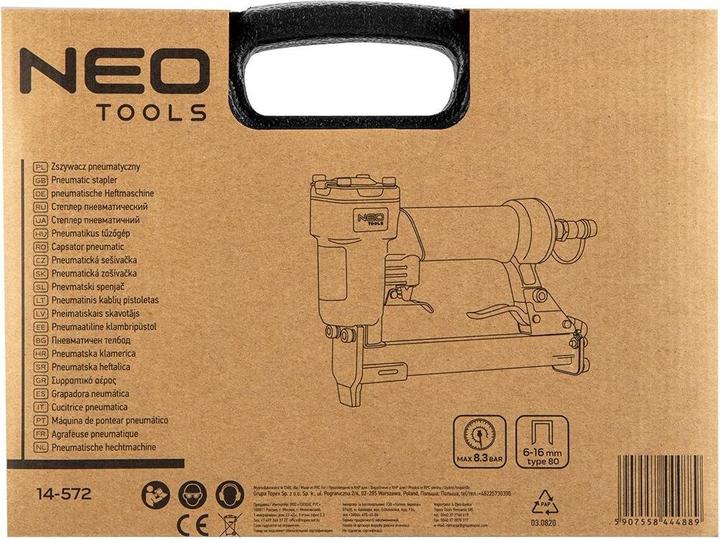 Actual product image Neo PNEUMATIC STAPLER 6-16 MM STAPLLES 80 TYPE 14-572