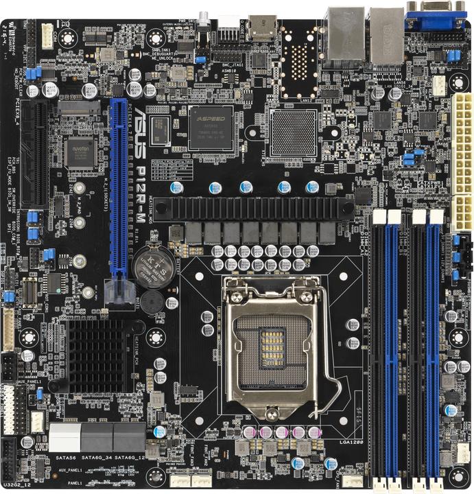 Produktbild ASUS P12R-M LGA1200 mATX Server MB 4xDDR4 1xm.2 6xSATA (LGA 1200, Intel C252, mATX)