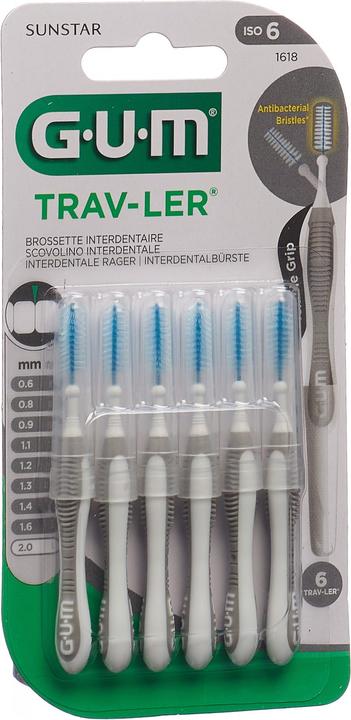 Actual product image GUM SUNSTAR Trav-Ler ISO standard 6 cylindric gray (6 x, 2 mm)