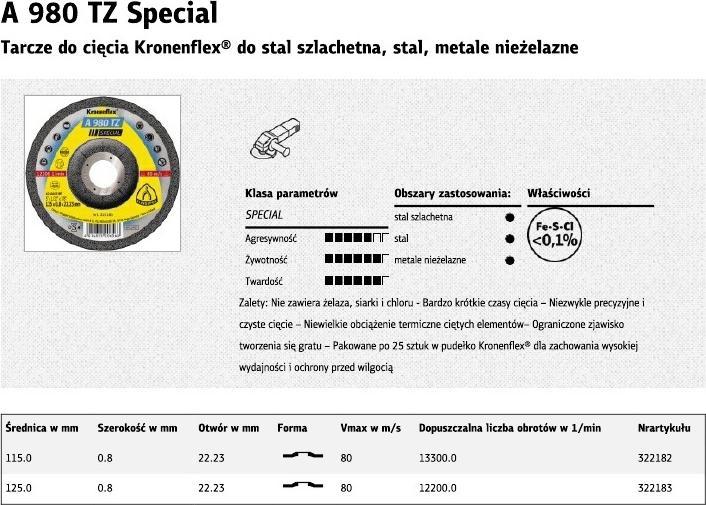 Actual product image Klingspor Cutting disc A 980 TZ Special D125x0,8mm cranked INOX bore 22,23 mm