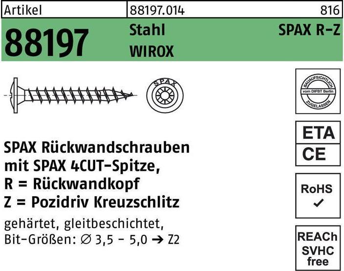 Produktbild Spax Rückwandschrauben PZ2 3,5x35 mm (1000 Schrauben pro Stück)