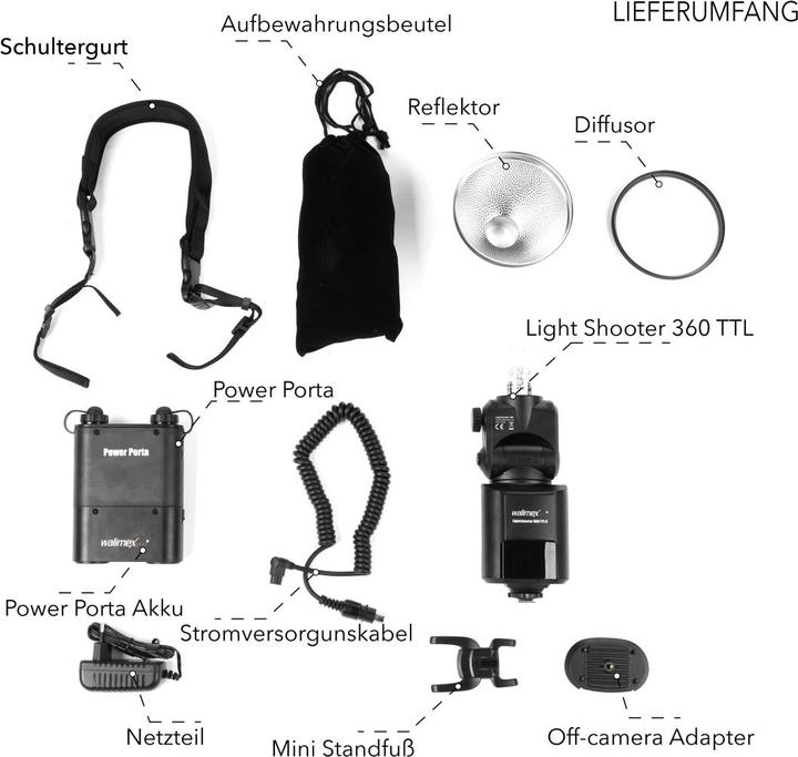 Image du produit Walimex Light Shooter 360 TTL Canon + Power Porta (Flash à monter, Canon)
