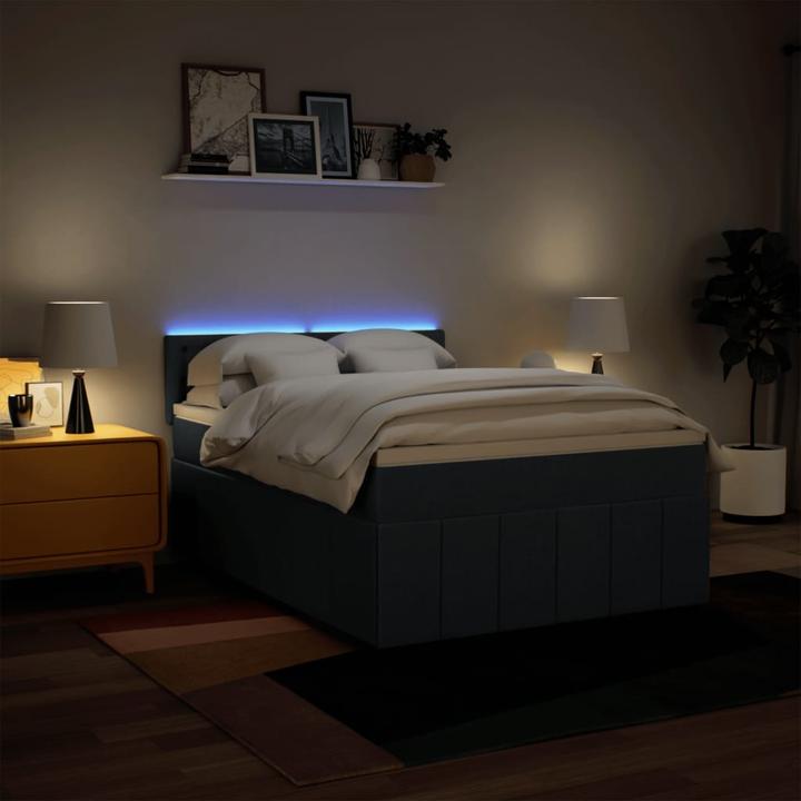 Image du produit VidaXL Boxspring Lit double Lit rembourré Matelas bleu 160x200cm Tissu (160 x 200 cm, 160 x 200 cm)