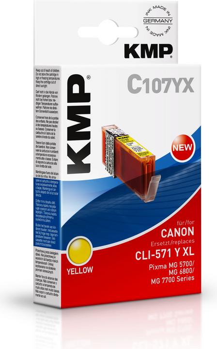 Immagine prodotto KMP C107YX Cartuccia di inchiostro giallo compatibile con Canon CLI-571 XL Y (Y)