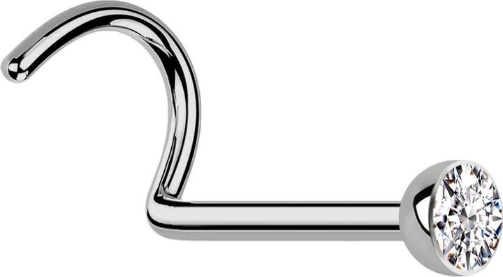 Star Piercing Nasenstecker gebogen silber mit Kristall silber (ohne Messing, Titan G23)