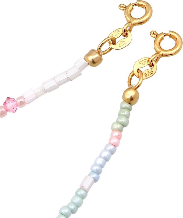 Immagine prodotto Elli Bracciale per bambini con perle di vetro pastello Set di 2 argento 925 (14 cm, Argento 925 placcato oro, Cristallo di vetro, Plastico, Vetro)