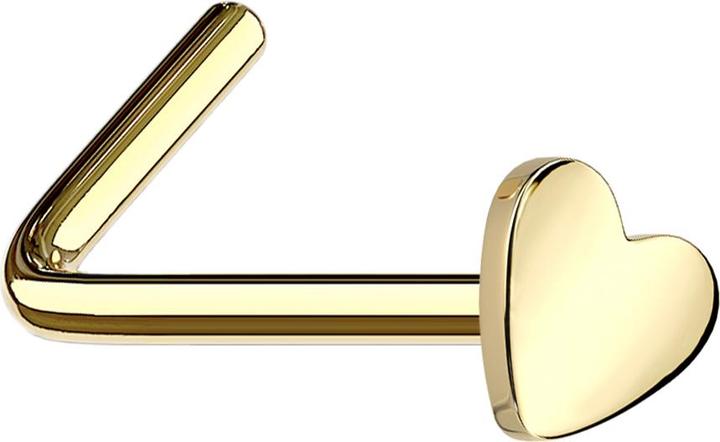 Actual product image Star Piercing Nose stud angled gold plated with heart (Titanium G23, without brass)