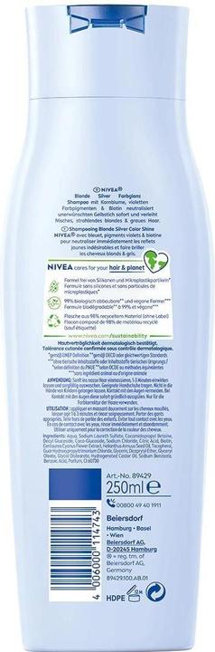Produktbild NIVEA Blond Silver Shampoo Fl 250 ml (250 ml, Flüssiges Shampoo)