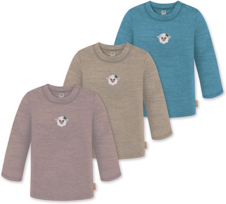 Normani 3er Pack Baby Merino Longsleeve „Taupo" - 9475