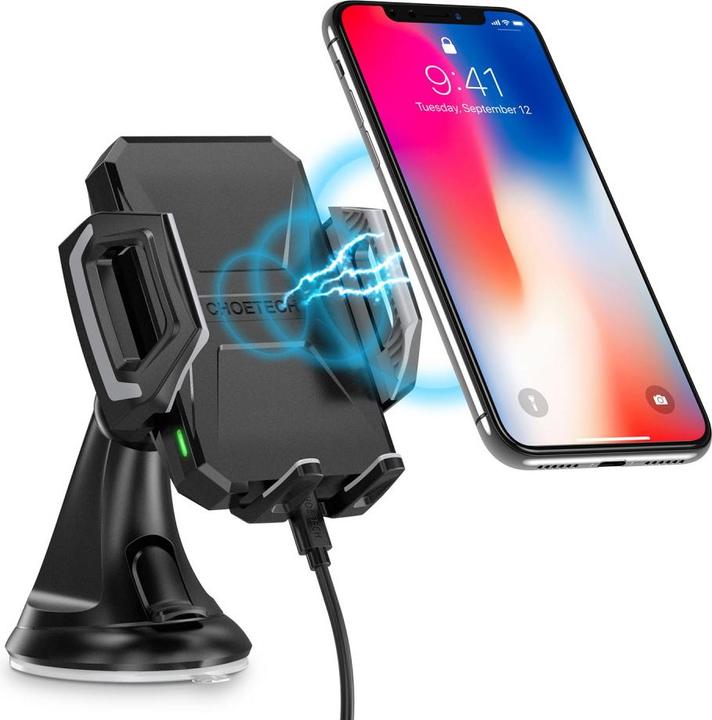 Immagine prodotto Choetech Caricatore wireless per auto qi 15W Supporto per auto per cruscotto parabrezza (15 W)
