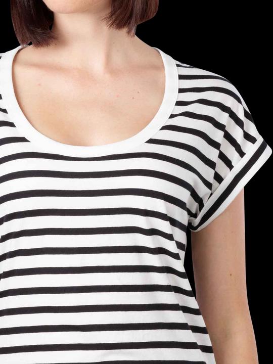 Actual product image Marc O'Polo Deep Round Neck T-Shirt Short Sleeve Multi/Black (XS)