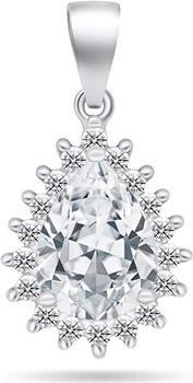 Brilio Silver - Sparkling silver pendant with clear zircons Kapka PT98W