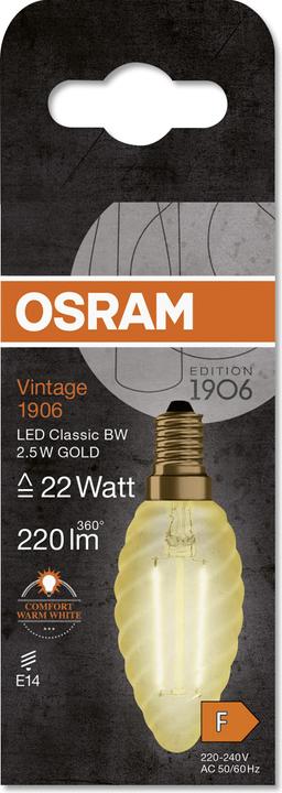 Produktbild Osram LED-Vintage-Lampe (E14, 2.50 W, 220 lm, 1 x, F)