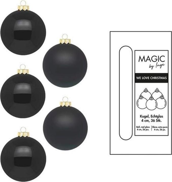 Inge’s Glas Christmas Decor Boule de Noël Ebony Black Ø 4 cm 36 pièces (36 -pièce)