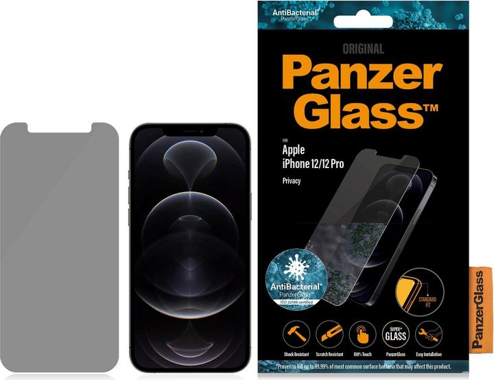 PanzerGlass Screen Protector Privacy (1 Stück, Apple iPhone 12, Apple iPhone 12 Pro)