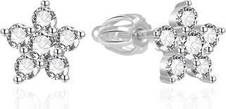 Agato - Silver earrings Flowers with zircons AGT-E097SW