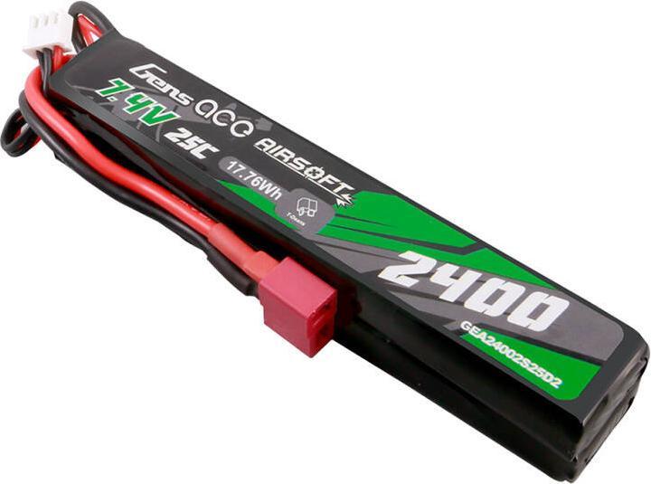 Actual product image Gens Ace 25C 2400mAh 2S2P 7.4V Saddle Airsoft Gun Lipo Battery with Mini Deans(T) Plug (7.40 V, 2400 mAh)