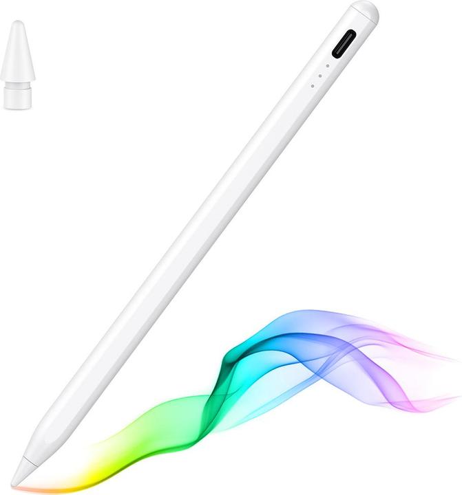 Actual product image Techsuit - Stylus Pen (JA04) - Active, Aluminum Alloy, for iPad, with Charging Cable - White