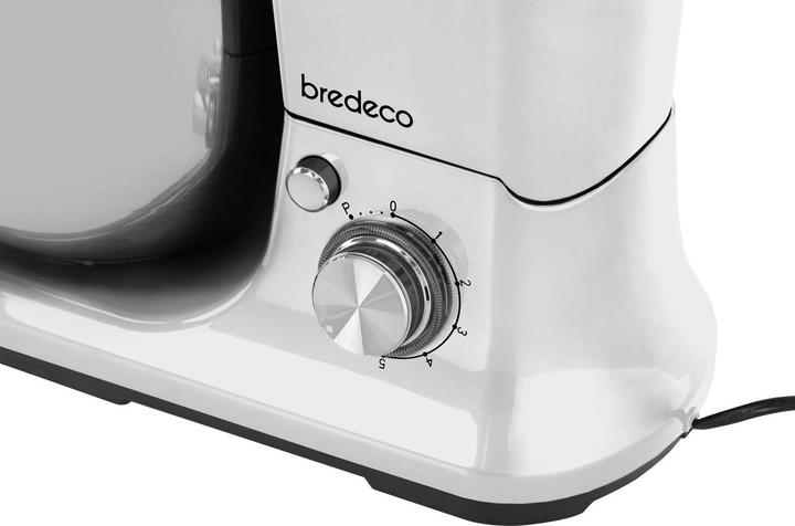 Produktbild Bredeco Küchenmaschine 1.200 W - 5 L - planetarisches Rührsystem - weiss