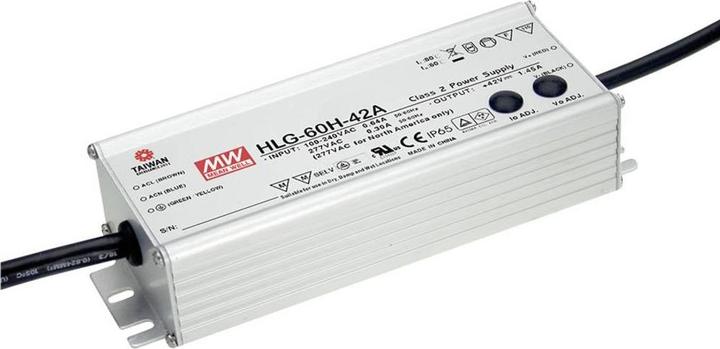 Image du produit MeanWell MEAN WELL HLG-60H-C350A, 70 W, IP65, 62000 h, 90-305 V, 47  63 Hz, 0.69, 0.35