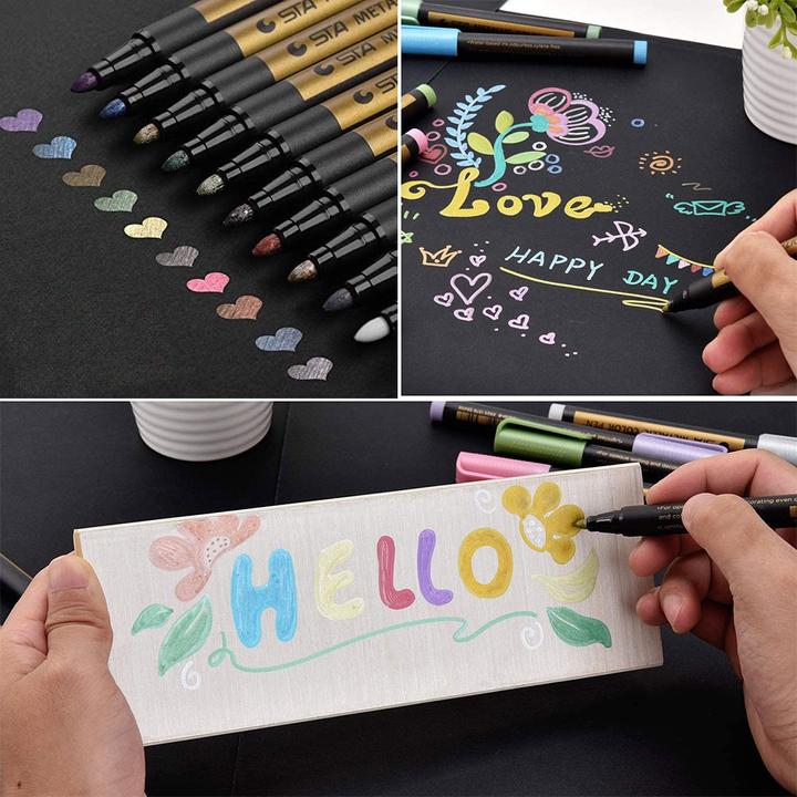 Actual product image I Am Creative Metallic Marker Glitzer Stifte Glimmer Pen auf Wasserbasis 10er Set (Metallic, 10 x)