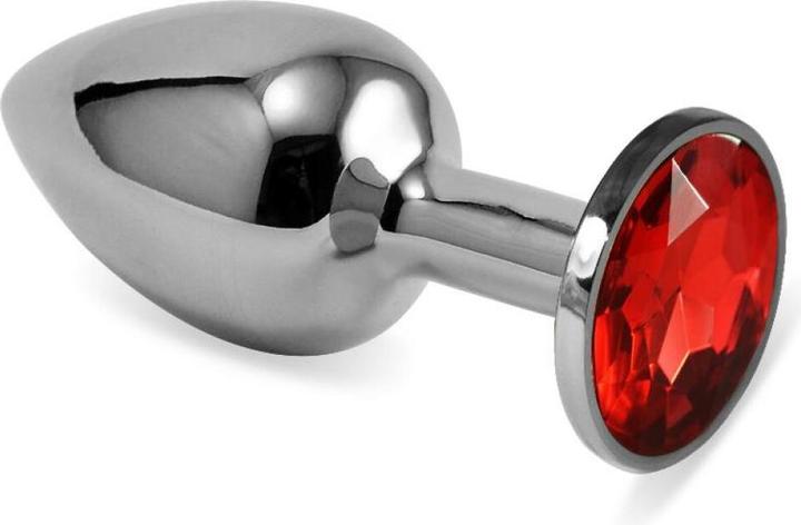 Produktbild Lovetoy Butt Plug Silber Rosebud Classic mit rotem Schmuckstück Grösse S