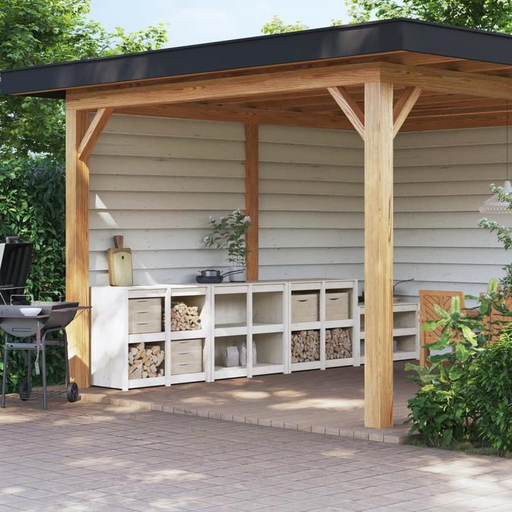 Produktbild VidaXL Outdoor-Küchenschränke 3 Stk. Weiss Massivholz