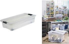 OKT Crystal Box" storage box, with castors, 33 litre Box and lid: natural-transparent / Clips:... (33 l)