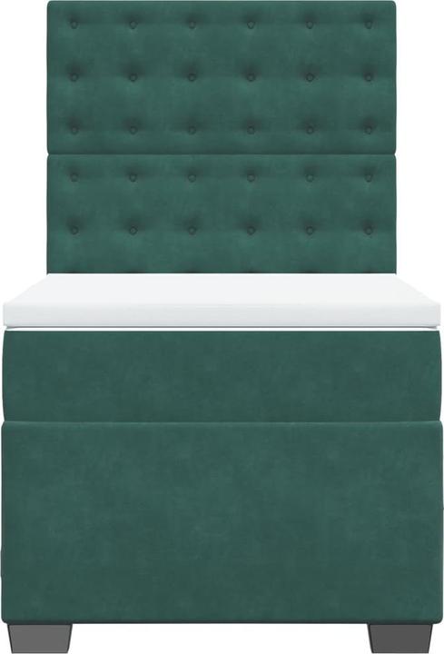 Image du produit VidaXL Boxspring Lit Lit capitonné avec matelas Vert foncé 140x200cm Velours (140 x 200, 140 x 200)