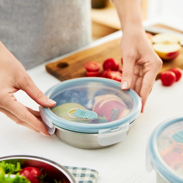 Produktbild Rotho Set Frischhaltedose aus Edelstahl 4 tlg. PAGAMALU mit Bambusdeckel (1.40 l)