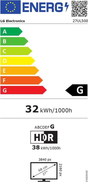 Energie-Label LG 27UL500-W.AEU (3840 x 2160 Pixel, 27")