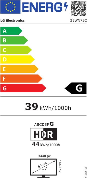 Energie-Label LG 35WN75C-B (3440 x 1440 Pixel, 35")