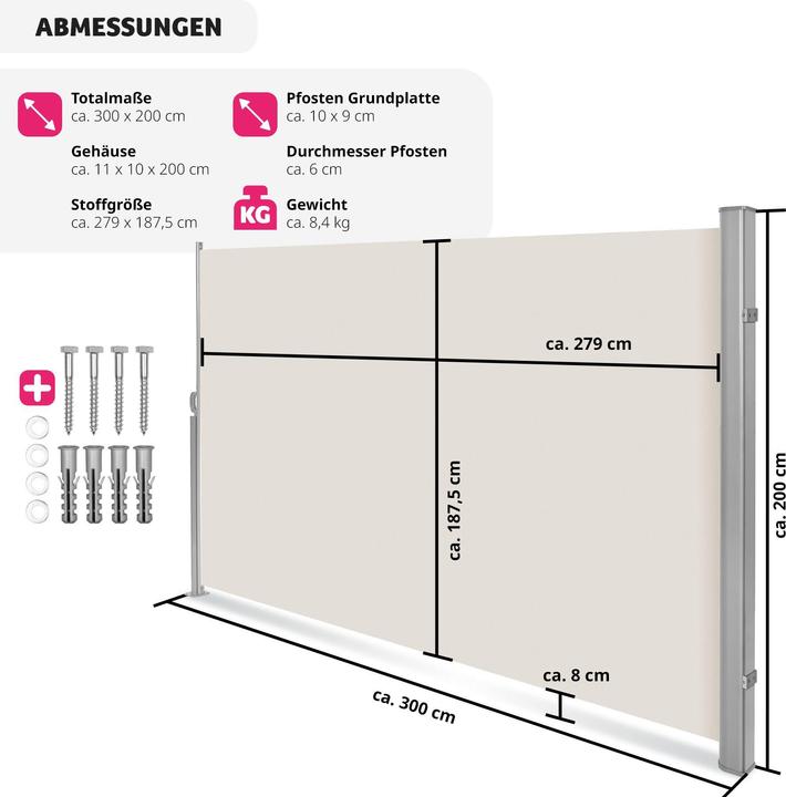 Produktbild tectake Seitenmarkise (3 m)