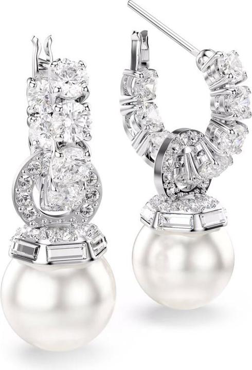 Swarovski Matrix Drop Ohrhänger Kristallperle Rundschliff Weiss (Swarovski Metall)