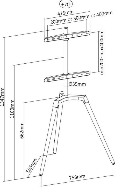 Produktbild Xantron Tripod TVS-T400B (Universal, 65", 35 kg)