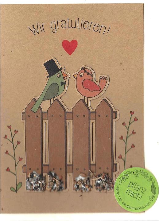 Image du produit Die Stadtgärtner Grusskarte Hochzeit mit Blumensamen Vogel (1 pcs)