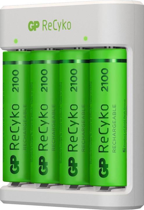 Actual product image GP Batteries ReCyko E111 4-Port USB Charger. + 4xAA 2100mAH + 4x AAA 800mAh (8 pcs., AAA, AA, 2100 mAh, Rechargeable battery)