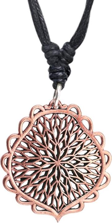Produktbild Star Piercing Halskette schwarz Anhänger rosegold Blume des Lebens mit Blätter (ohne Messing, Kupfer)