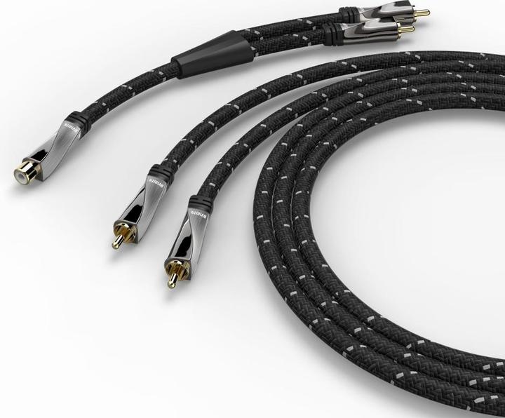 Produktbild Avinity Subwoofer-Kabel + Adapter Cinch-Kup. - 2 Cinch-St., Gewebe, vergoldet, 6 m (6 m, Cinch)