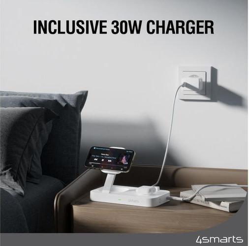 Productafbeelding 4smarts Qi2 laadstation Trident wit (25 W)