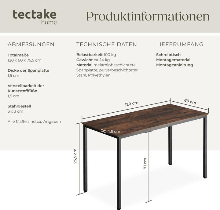 Image du produit tectake Vanport (120 x 60 x 75.5 cm)